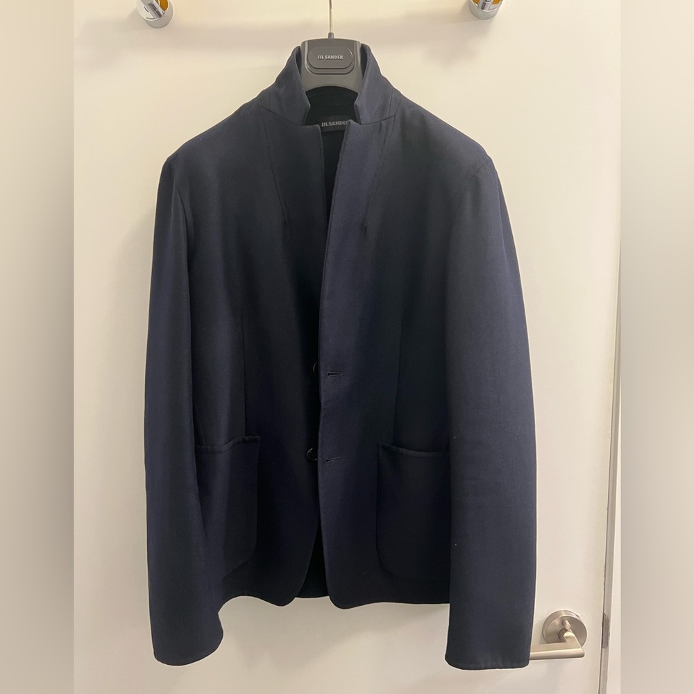 Jil Sander dark blue double face cashmere blazer